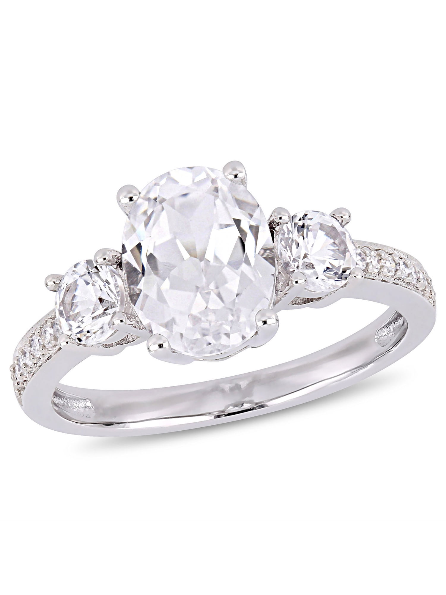 Everly Women's Created Sapphire and Diamond 10K White Gold Engagement Ring