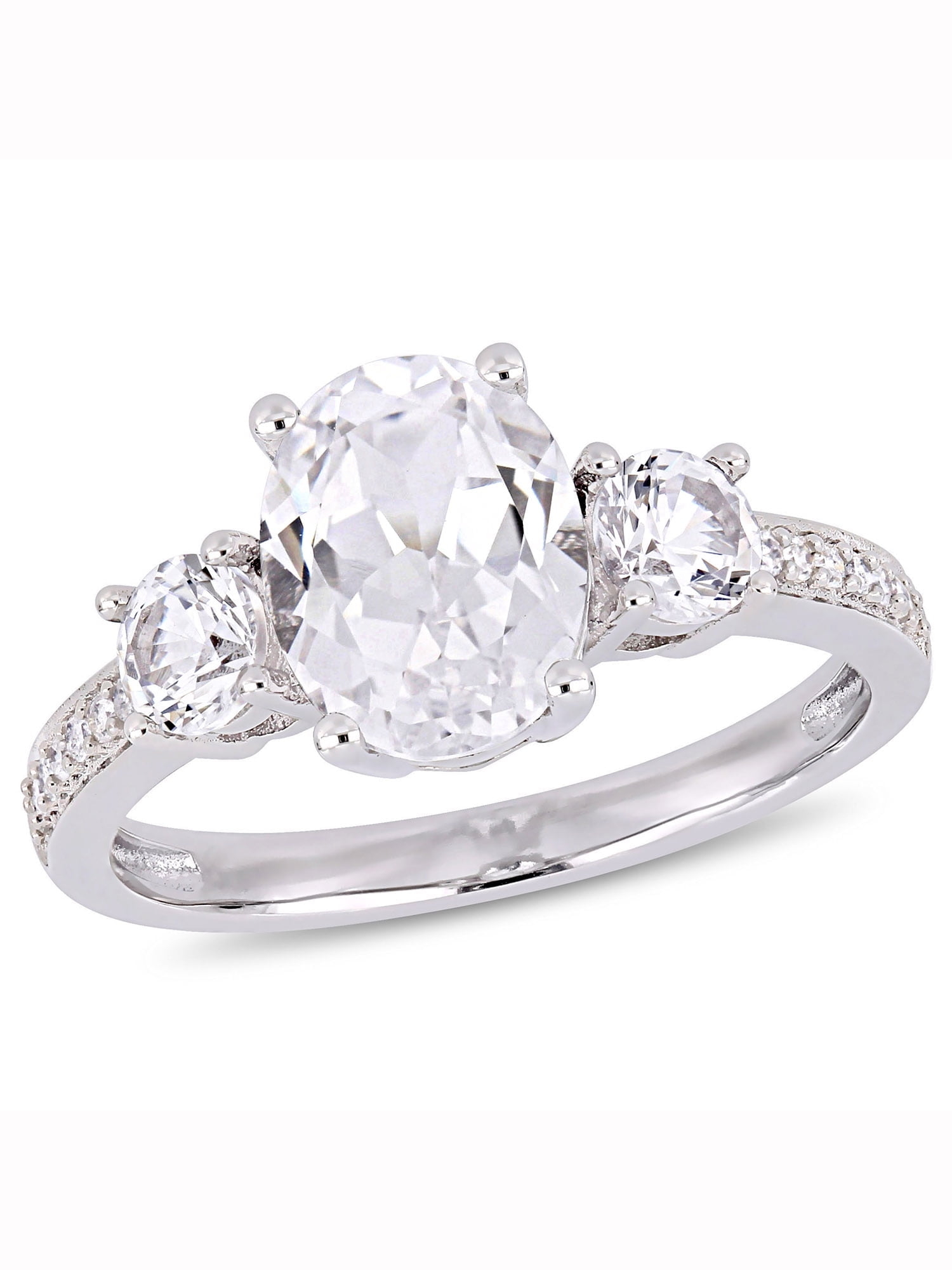 Everly Women's Created Sapphire and Diamond 10K White Gold Engagement Ring