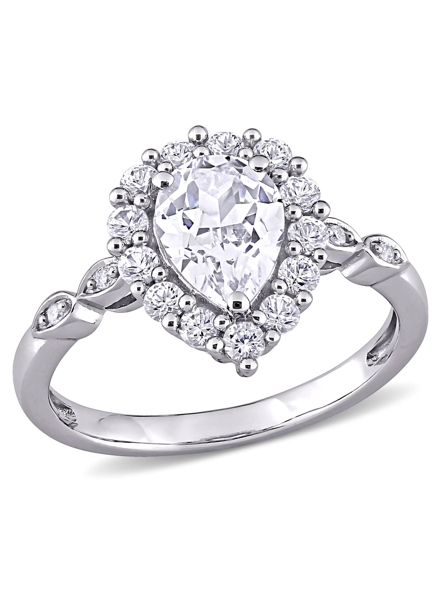 Everly Women's Created Sapphire and Diamond 10K White Gold Engagement Ring