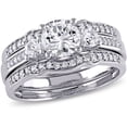 thumbnail image 1 of Everly Women's Created Sapphire and Diamond 10k White Gold Bridal Set, 1 of 7