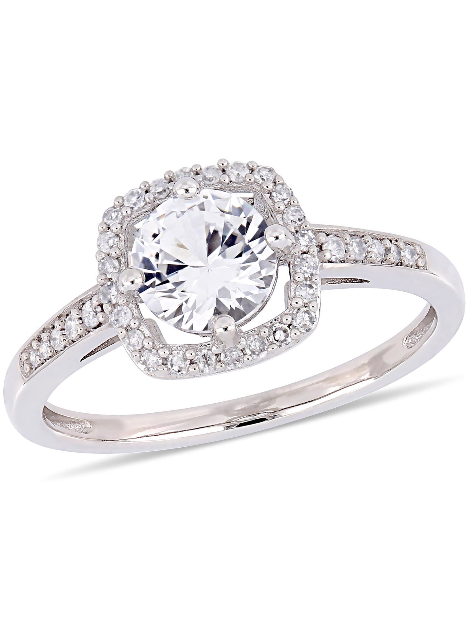Everly Women's Created Sapphire and Diamond 10k White Gold Ring
