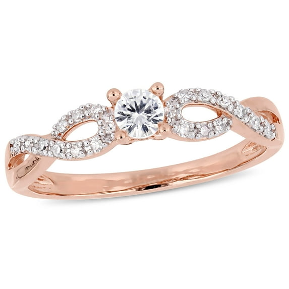 Everly Women's Created Sapphire and Diamond Rose Gold Plated Engagement Ring