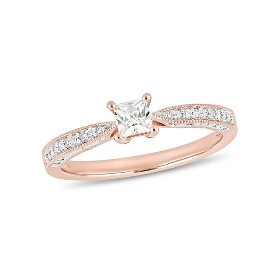 Everly Women's Created Sapphire and Diamond Rose Gold Plated Engagement Ring