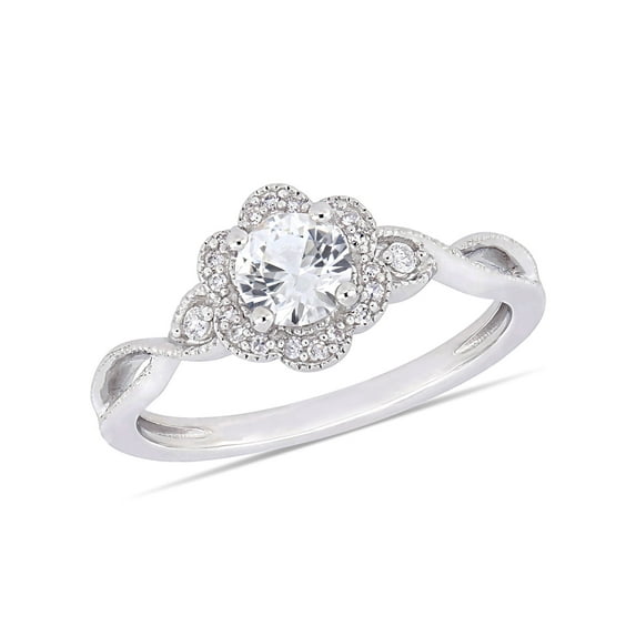Everly Women's Created Sapphire and Diamond Sterling Silver Engagement Ring