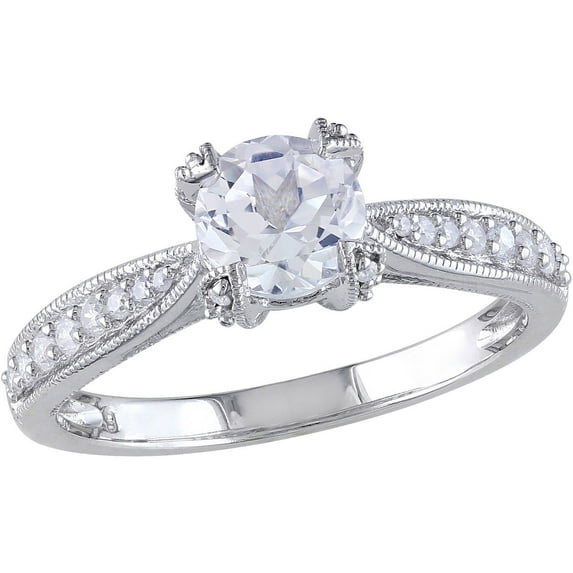 Everly Women's Created Sapphire and Diamond Sterling Silver Engagement Ring