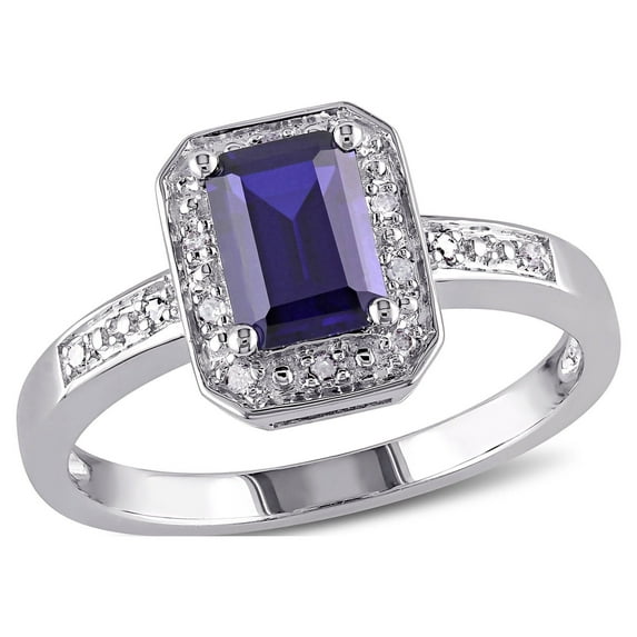 Everly Women's Created Sapphire and Sterling Silver Engagement Ring
