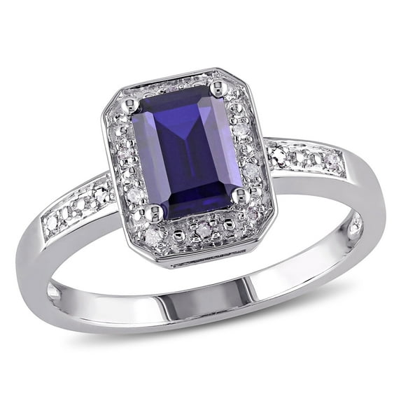 Everly Women's Created Sapphire and Sterling Silver Engagement Ring
