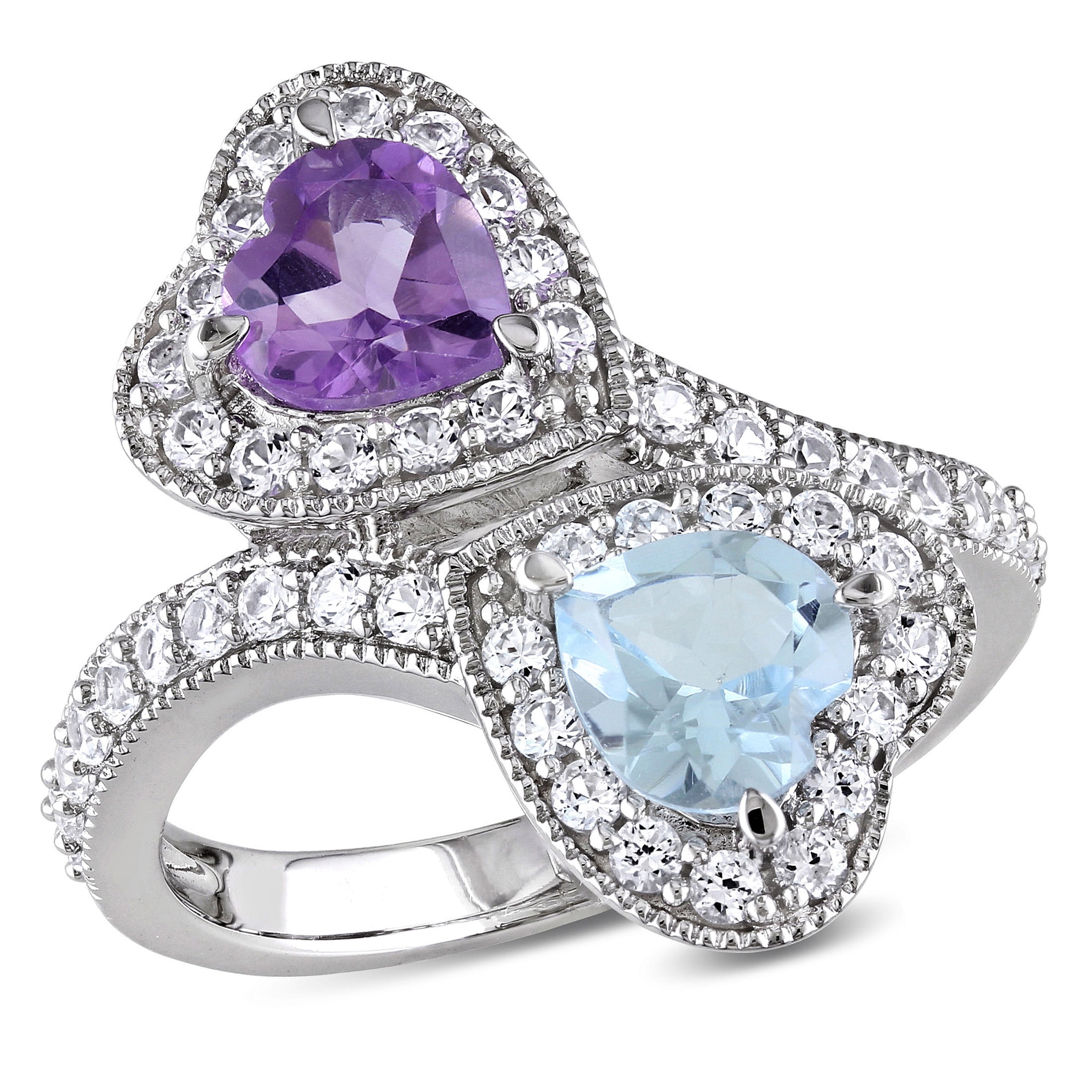 Everly Women's Created Topaz and Created Sapphire Created Amethyst Sterling Silver Ring