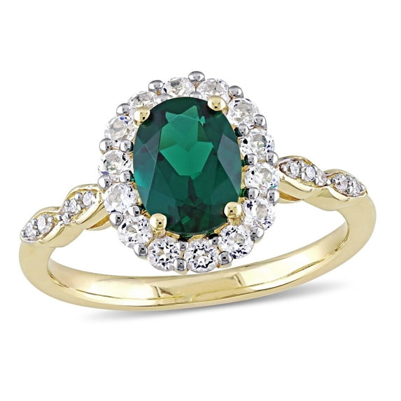 Everly Women's Created Topaz and Emerald 14K Yellow Gold Engagement Ring