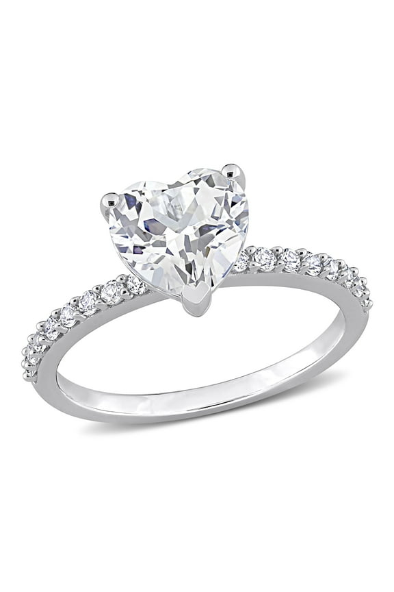Women's Created White Sapphire Engagement Ring in 10K White Gold