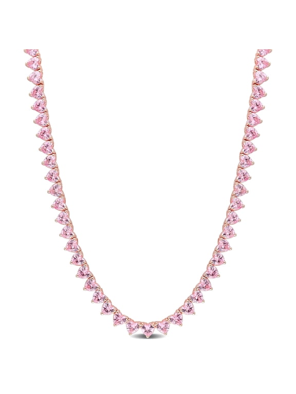 Women's Cubic Zirconia Rose Gold Plated Tennis Necklace