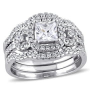 Everly Womens Cubic Zirconia Sterling Silver Bridal Set