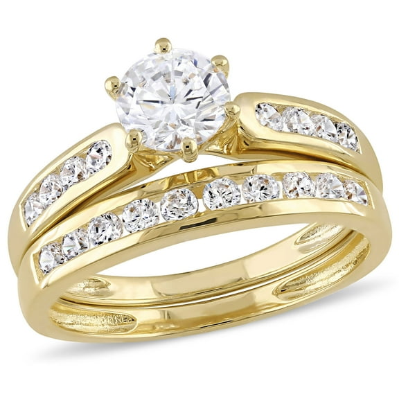 Everly Women's Cubic Zirconia Yellow Gold Plated Bridal Set