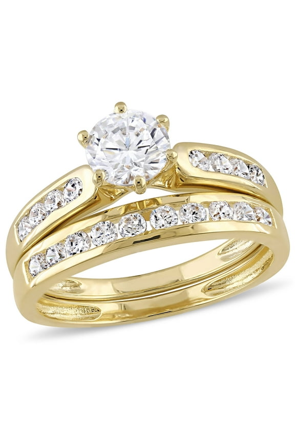 Women's Cubic Zirconia Yellow Gold Plated Bridal Set