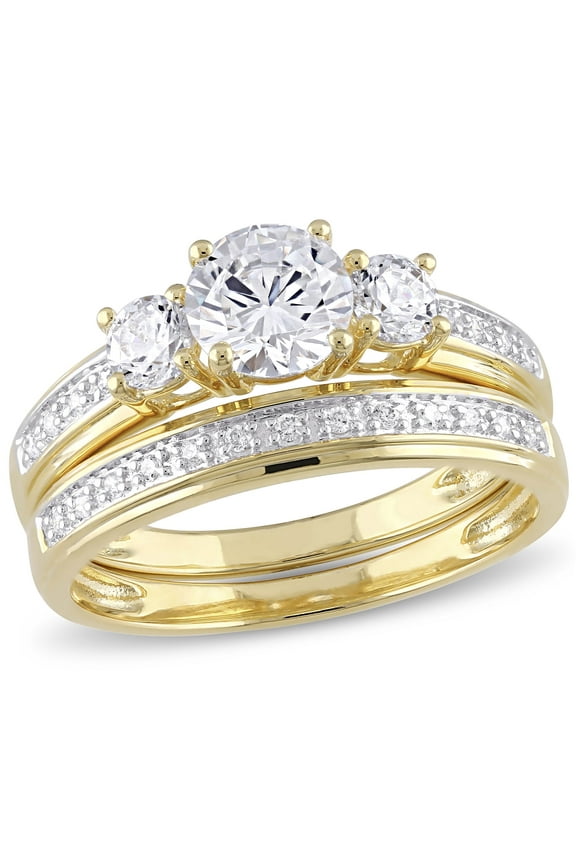 Women's Cubic Zirconia Yellow Gold Plated Bridal Set
