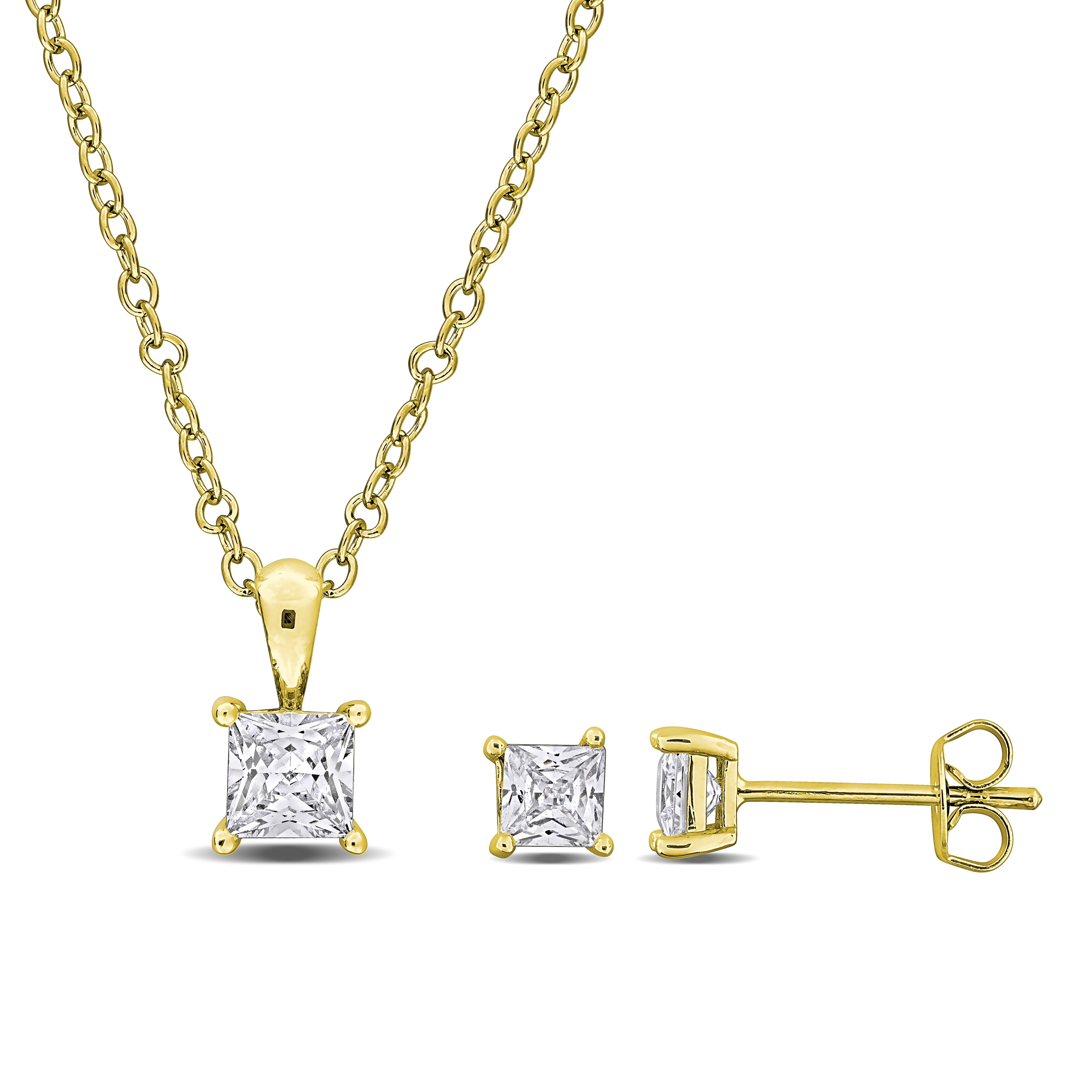 Everly Women's Cubic Zirconia Yellow Plated Brass Solitaire Teardrop