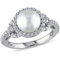 Everly Women's Cubic Zirconia and Cultured Pearl Sterling Silver Ring