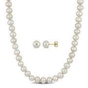 EVERLY Women's Cultured Freshwater Pearl 10Kt Yellow Gold Necklace and Earrings Set - 16 in