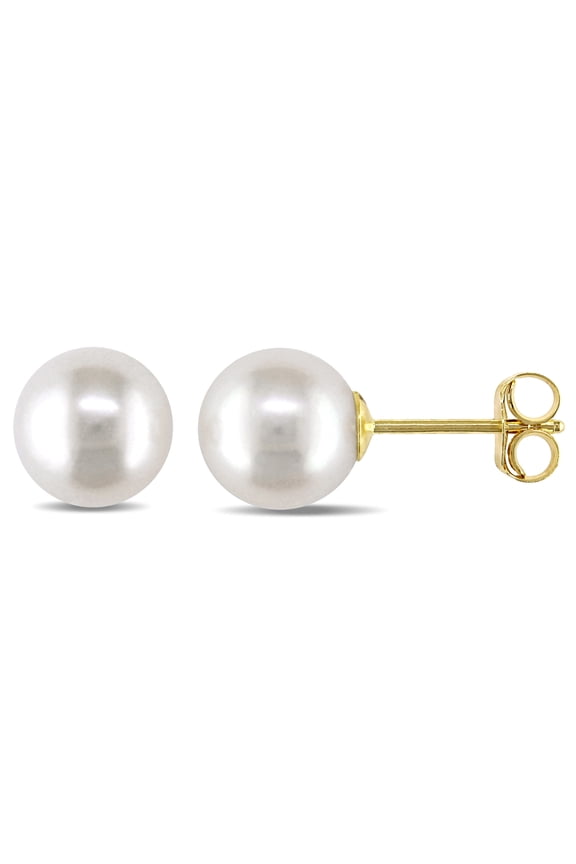 Women's 7-7.5mm Cultured Freshwater Pearl 14k Yellow Gold Stud Earrings