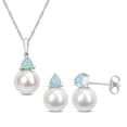 thumbnail image 1 of Everly Women's Cultured Pearl Ethiopian Opal 10kt White Gold Earrings and Pendant Set - 17 in, 1 of 1