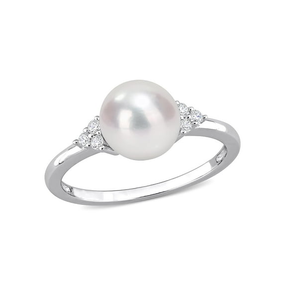 Everly Women's Cultured Pearl and Cubic Zirconia Sterling Silver Ring