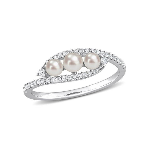 Everly Women's Cultured Pearl and Diamond 14k White Gold Ring