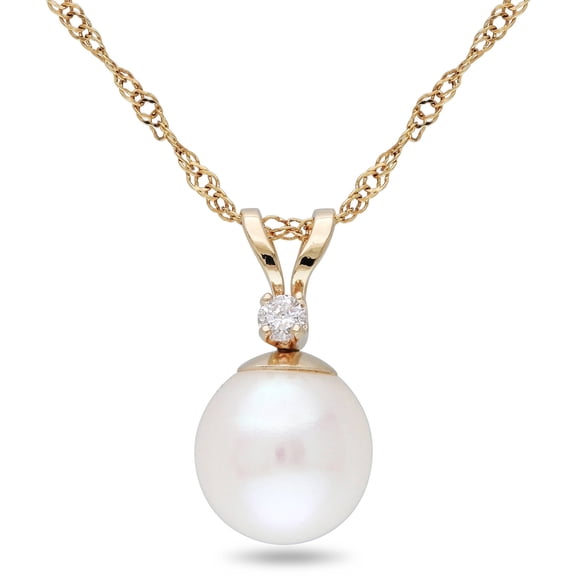 Everly Women's Cultured Pearl and Diamond 14k Yellow Gold Necklace