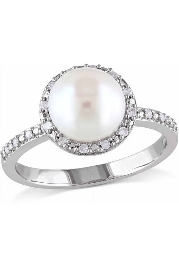 Women's Cultured Pearl and Diamond Ring