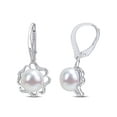 thumbnail image 1 of Everly Women's Cultured Pearl and Diamond Sterling Silver Earrings, 1 of 5