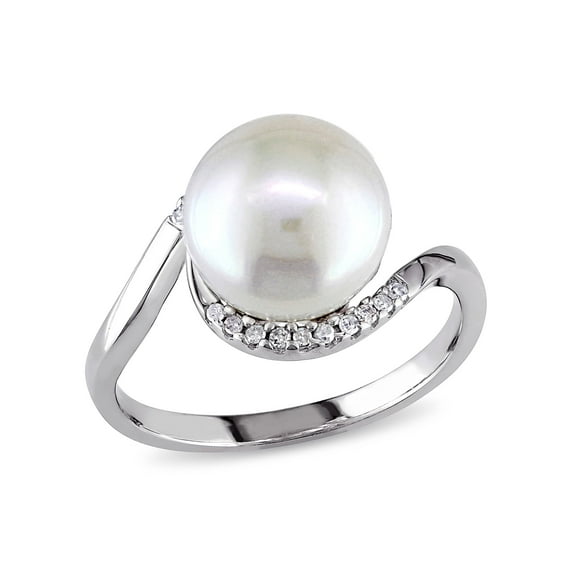 Everly Women's Cultured Pearl and Diamond Sterling Silver Ring