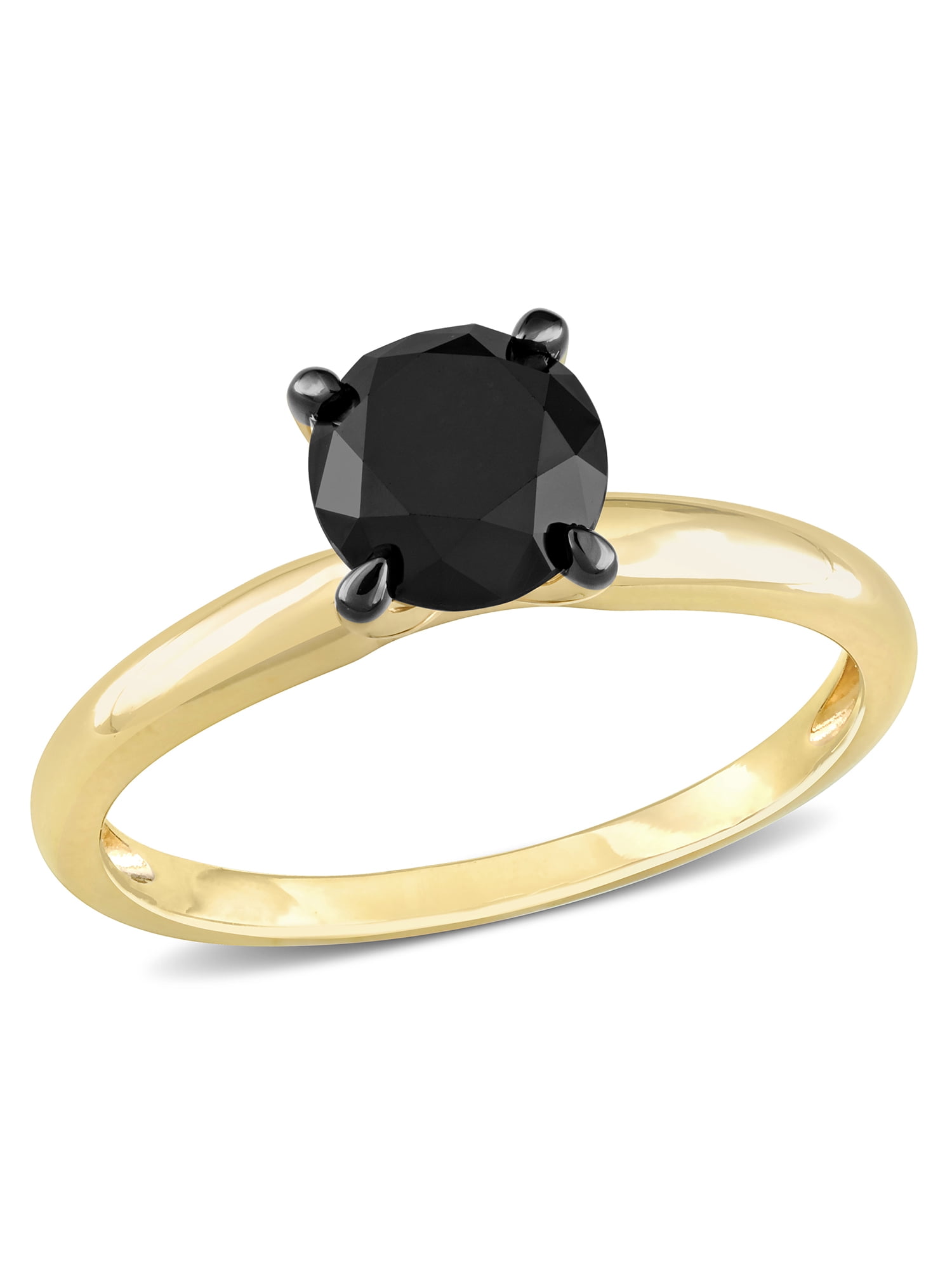 Miabella Women's 1-1/2 Carat T.W. Black Diamond 10kt Yellow Gold Solitaire Engagement Ring
