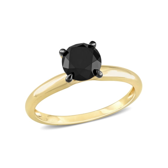 Miabella Women's 1-1/2 Carat T.W. Black Diamond 10kt Yellow Gold Solitaire Engagement Ring