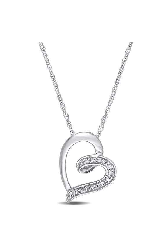 Women's Diamond Accent 10k White Gold Heart Pendant with Chain