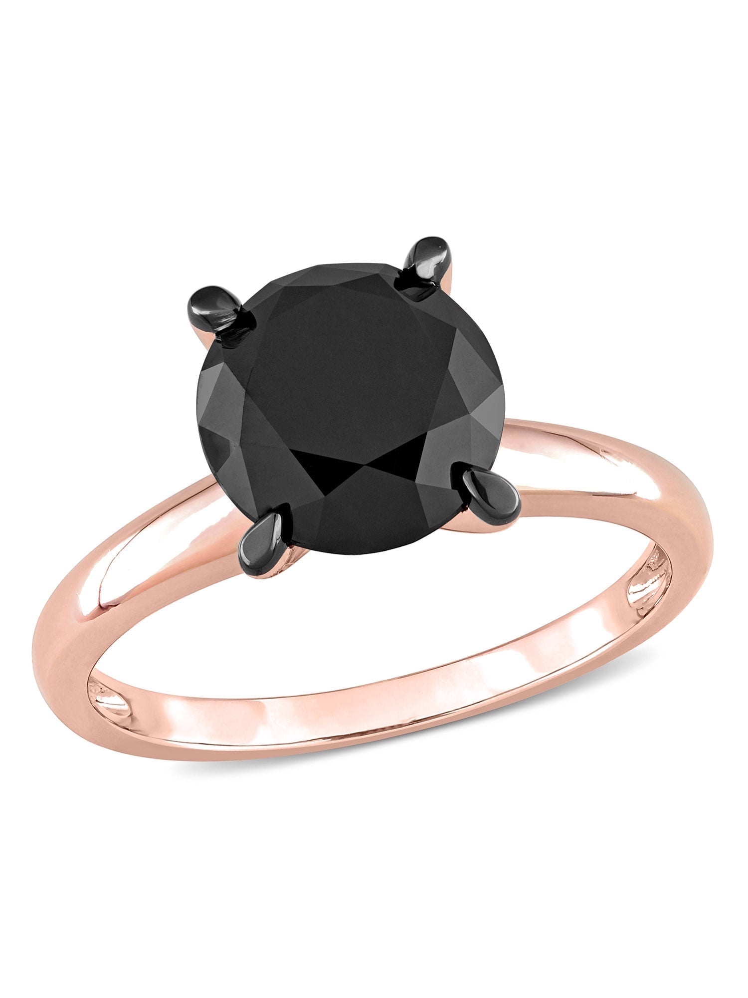 3 Carat T.W. Black Diamond 14kt Rose Gold Solitaire Engagement Ring