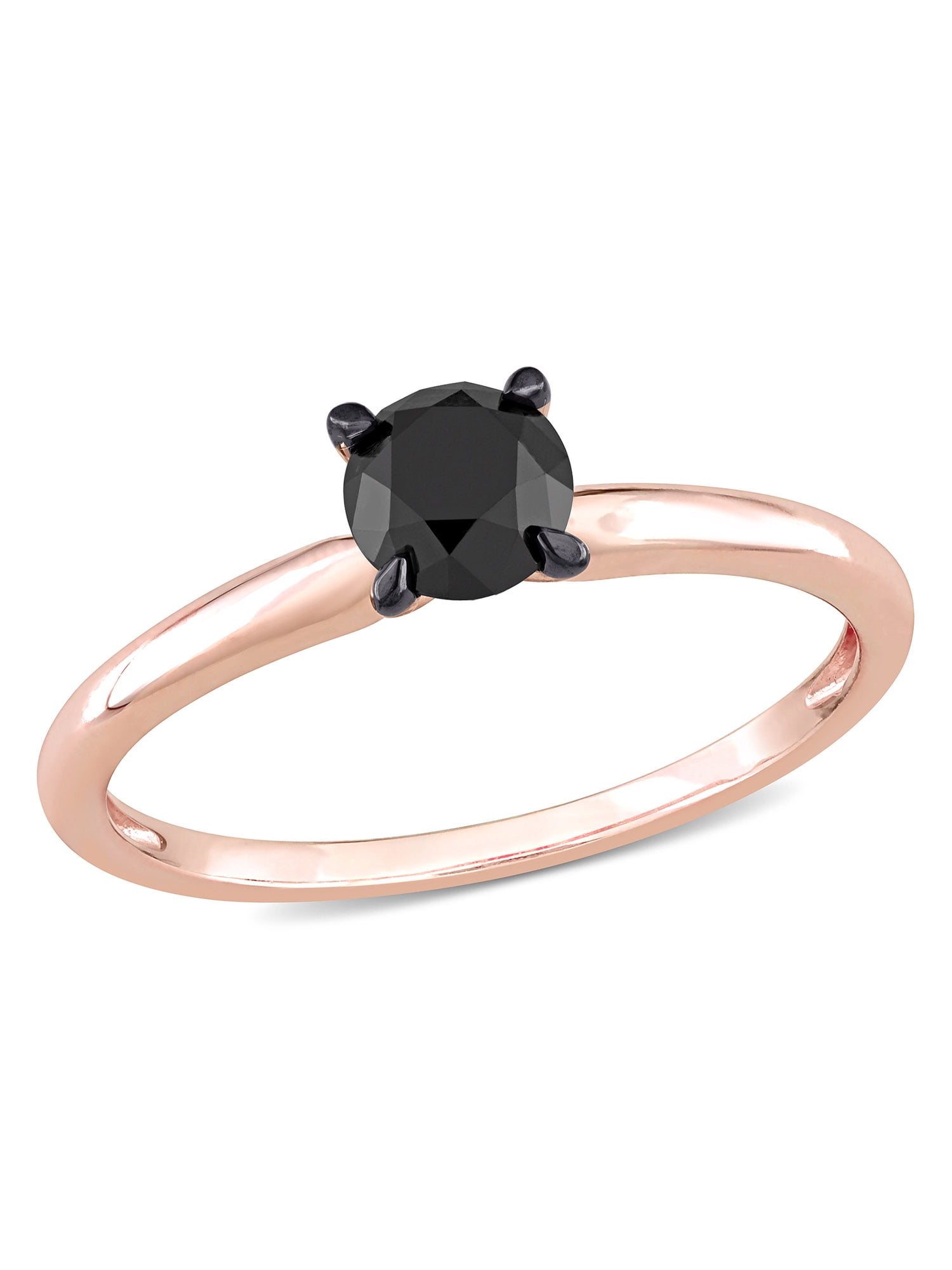 3/4 Carat T.W. Black Diamond 14kt Rose Gold Solitaire Engagement Ring