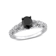thumbnail image 1 of 1 Carat T.W. Oval-Cut Black Diamond and Round-Cut White Diamond 14kt White Gold Vintage Engagement Ring, 1 of 6