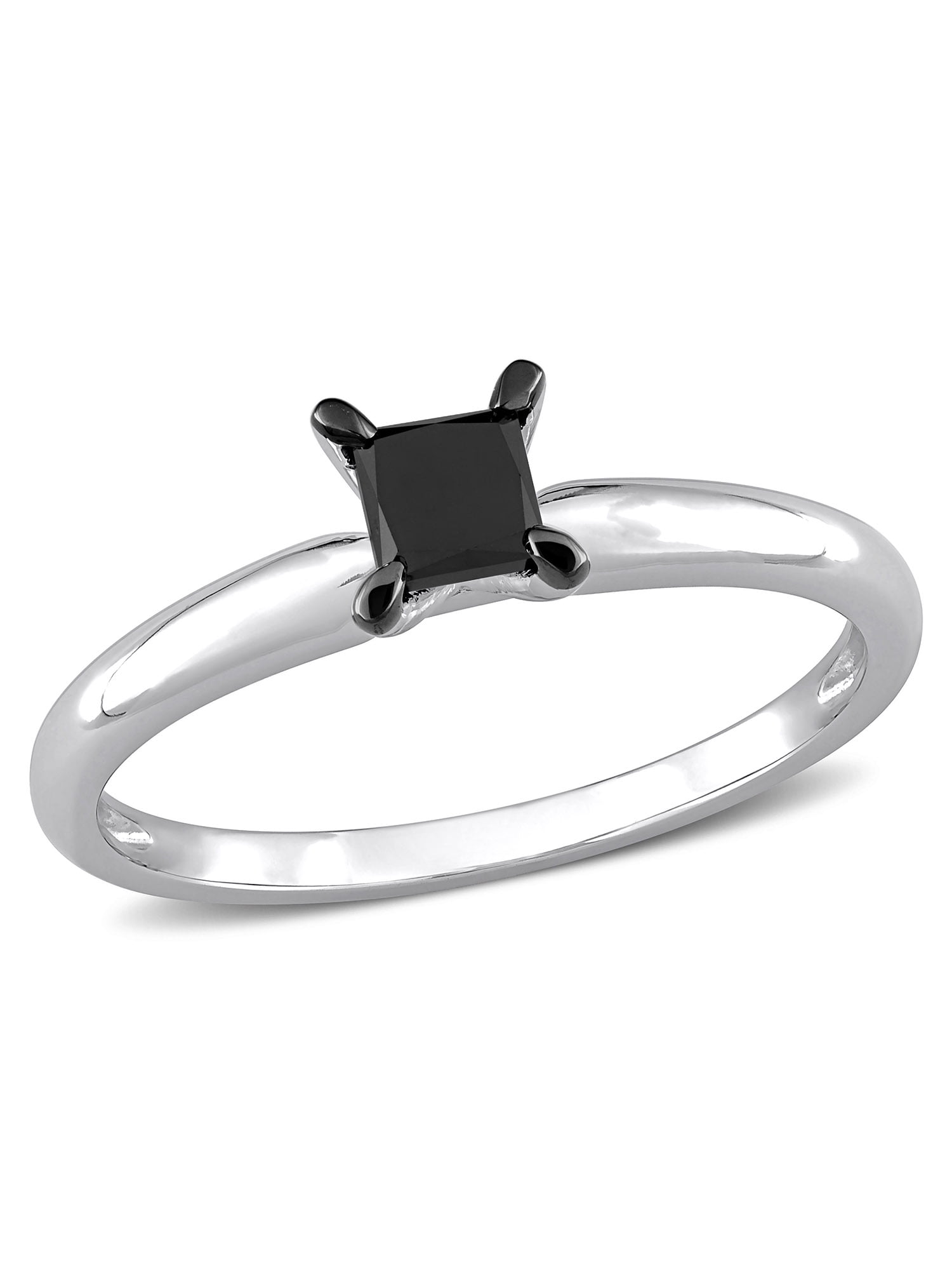 1/2 Carat T.W. Black Diamond 14kt White Gold Black Rhodium Plated Solitaire Engagement Ring