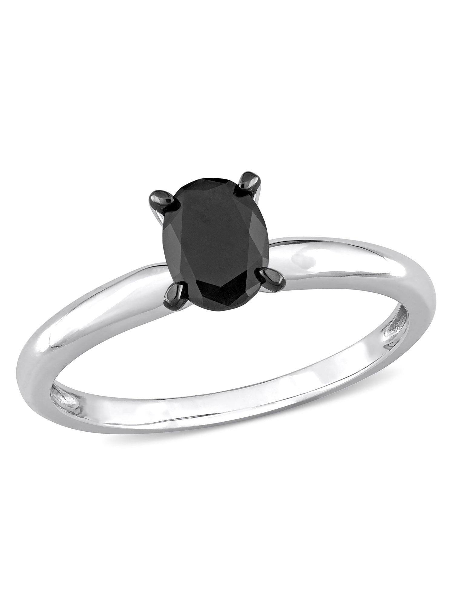 1/2 Carat T.W. Black Diamond 14kt White Gold Oval Solitaire Engagement Ring