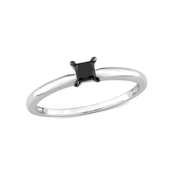 1/4 Carat T.W. Black Diamond 14kt White Gold Black Rhodium Plated Solitaire Engagement Ring