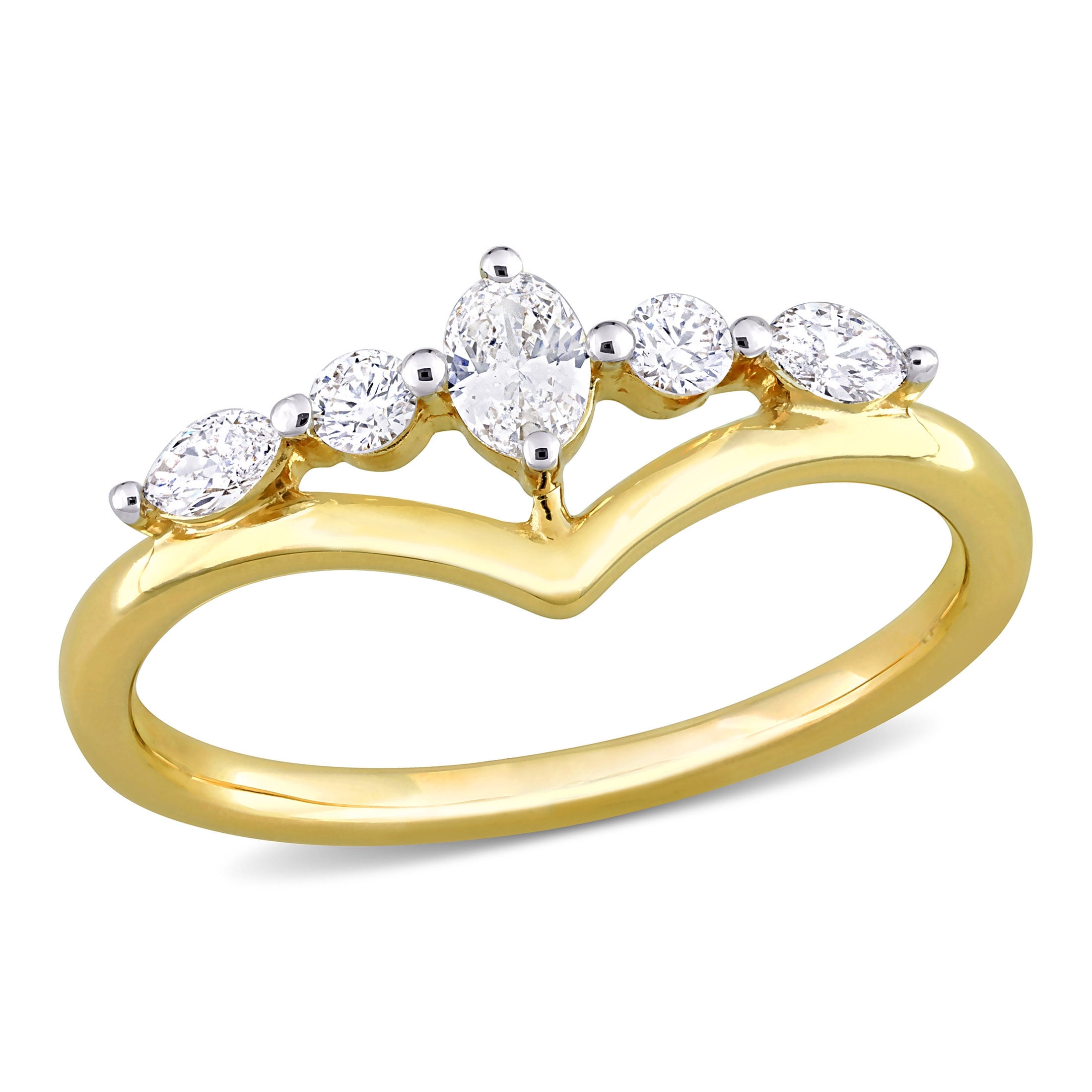 Miabella Women's 1/3 CT T.W. Multi-Shape Diamond 14kt White Gold Engagement Ring
