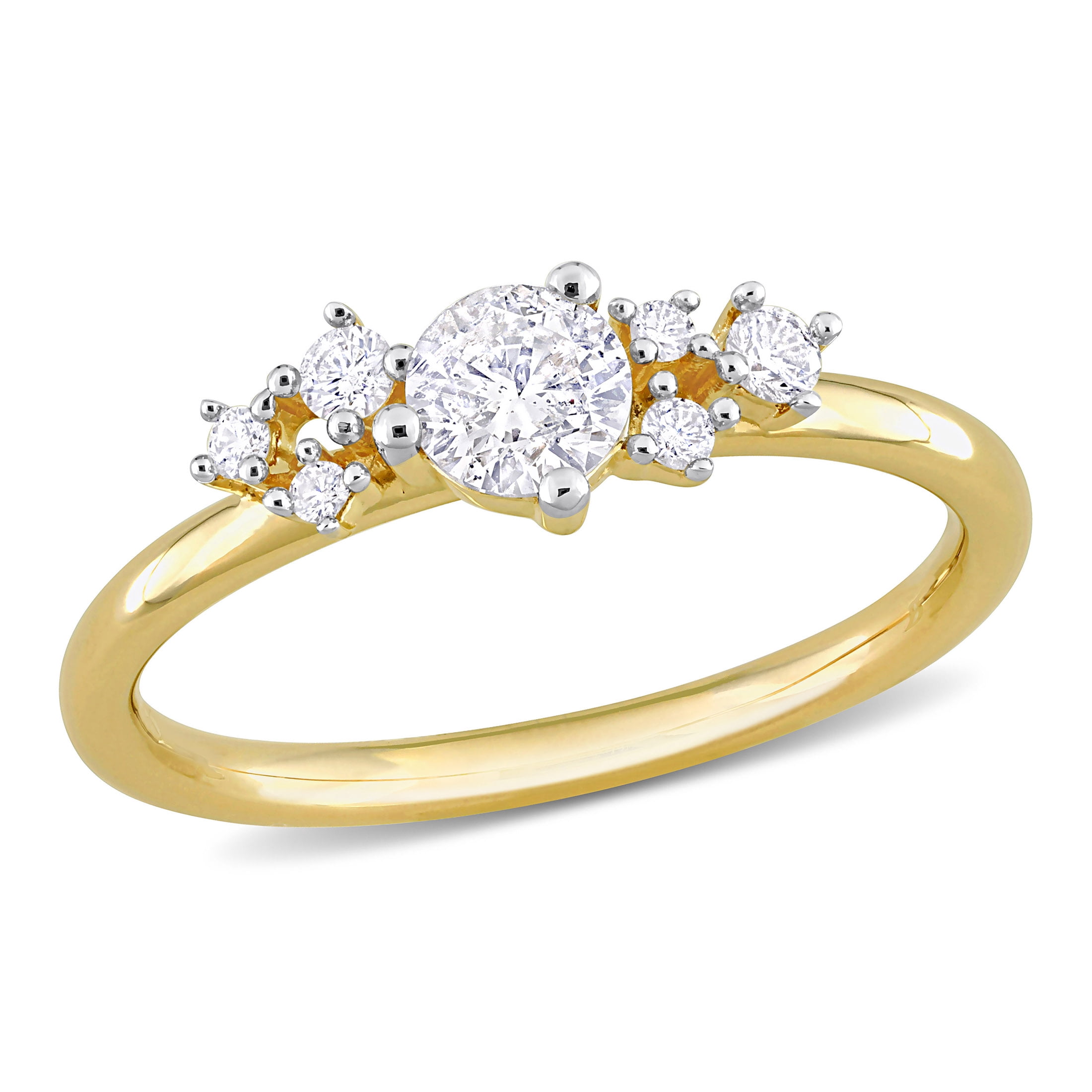 Miabella Women's 1/2 CT T.W. Diamond 14kt Yellow Gold Engagement Ring