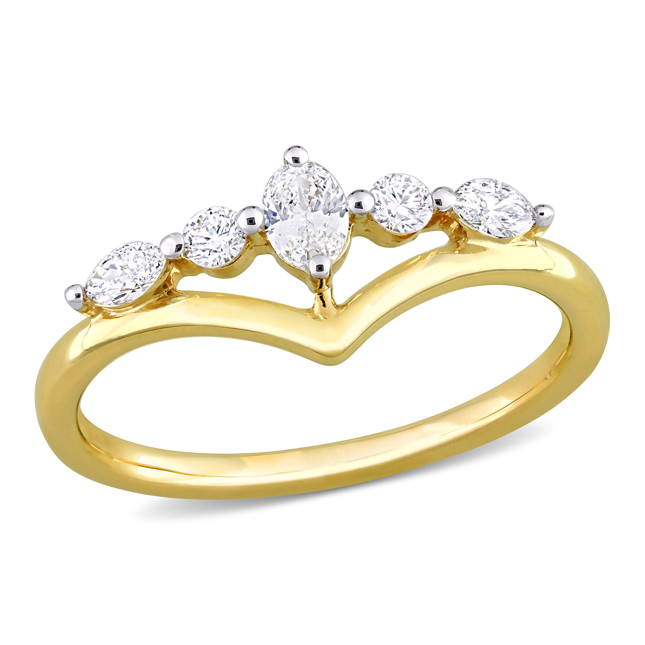 Miabella Women's 1/3 CT T.W. Multi-Shape Diamond 14kt White Gold Engagement Ring