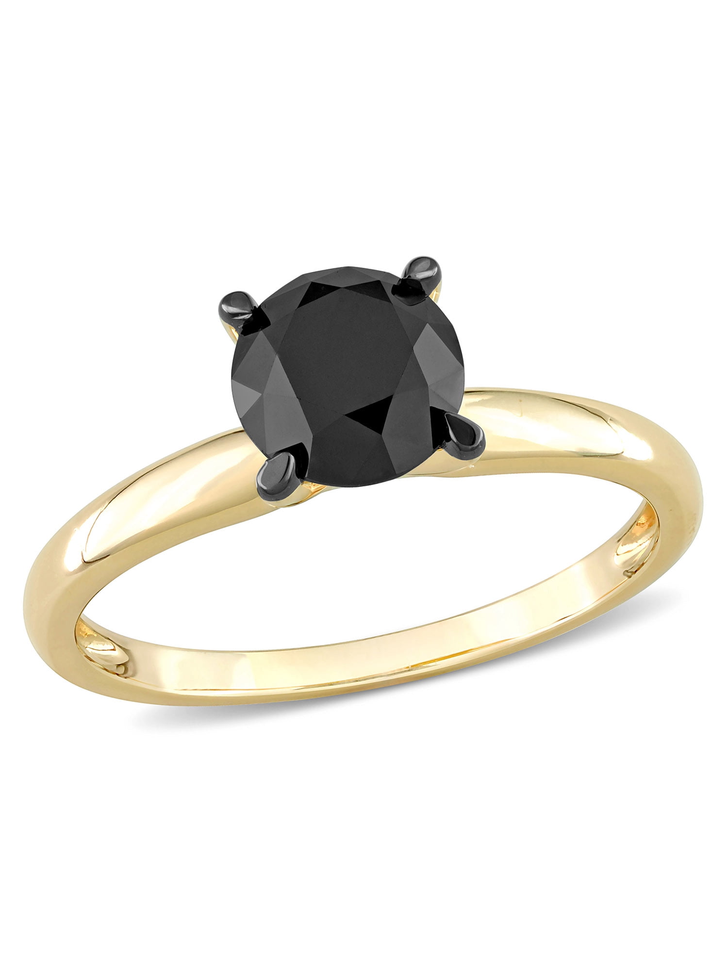 1-1/2 Carat T.W. Black Diamond 14k Yellow Gold Solitaire Engagement Ring