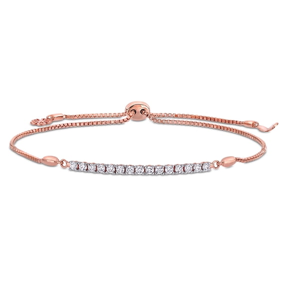 Everly Women's 1/3ct TW Diamond 14k Rose Gold Bolo Bar Bracelet - G-H, I1