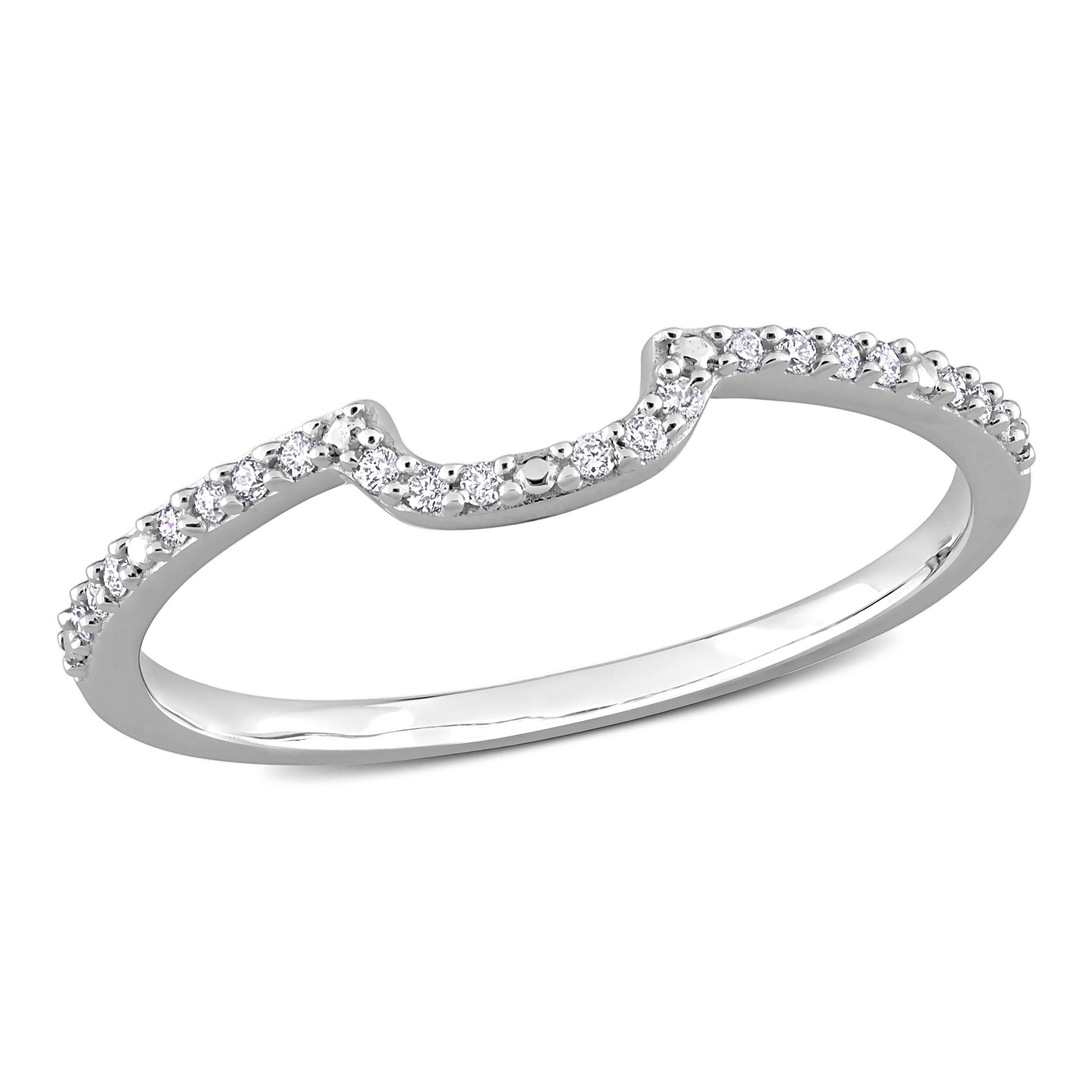 Miabella Women's 1/10 CT T.W. Diamond 14kt White Gold Wedding Band