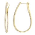 thumbnail image 1 of Everly Women's 1ct TW Diamond 14k Yellow Gold Inside-Outside Oval Hoop Earrings, 1 of 8
