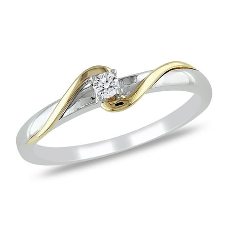Miabella Women's Diamond Accent Twisted Engagement Ring in 10kt 2-Tone White and Yellow Gold