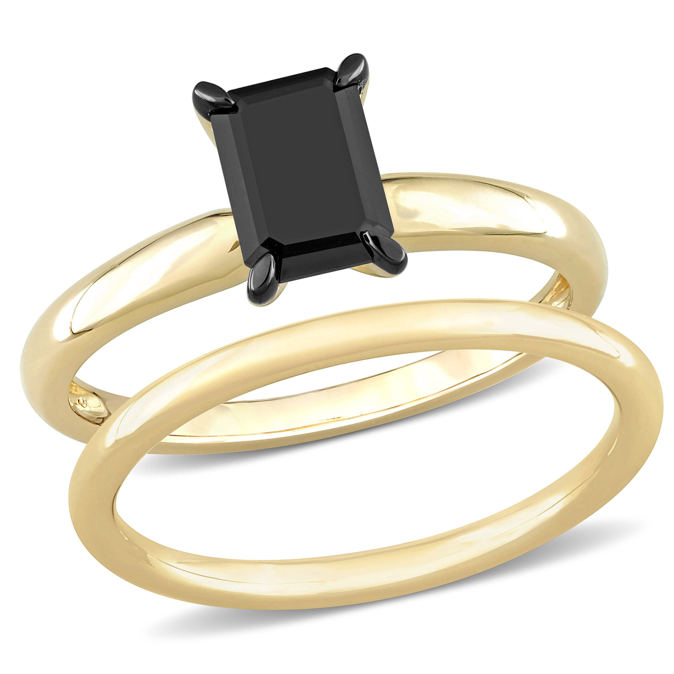 Everly Women's Diamond Emerald 14k Yellow Gold Bridal Set
