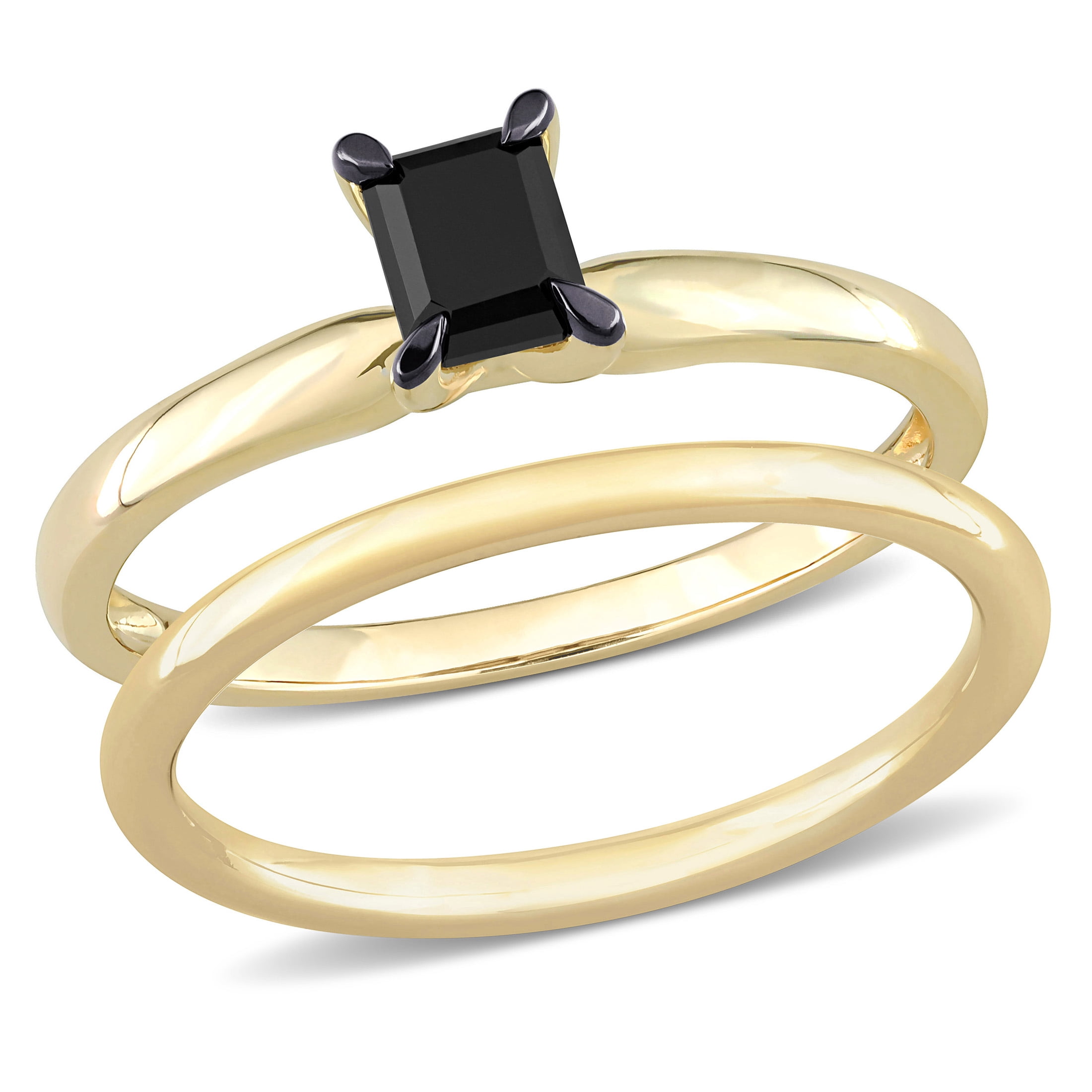 Everly Women's Diamond Emerald 14k Yellow Gold Bridal Set