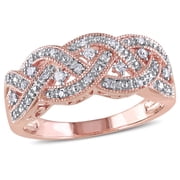 Everly Womens 0.13 CT TW Diamond Rose Gold Flash-Plated Sterling Silver Ring